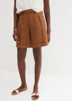 bonprix Bekleidung·Outdoorbekleidung|Bekleidung·Kleider^Bermudashorts aus reinem Leinen cognac braun
