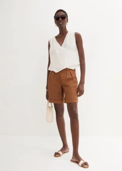 bonprix Bekleidung·Outdoorbekleidung|Bekleidung·Kleider^Bermudashorts aus reinem Leinen cognac braun