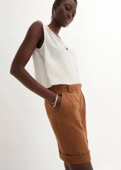 bonprix Bekleidung·Outdoorbekleidung|Bekleidung·Kleider^Bermudashorts aus reinem Leinen cognac braun