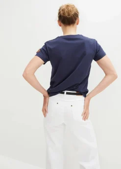 bonprix Nachhaltigere Materialien|Shirts & Tops^Besticktes T-Shirt dunkelblau