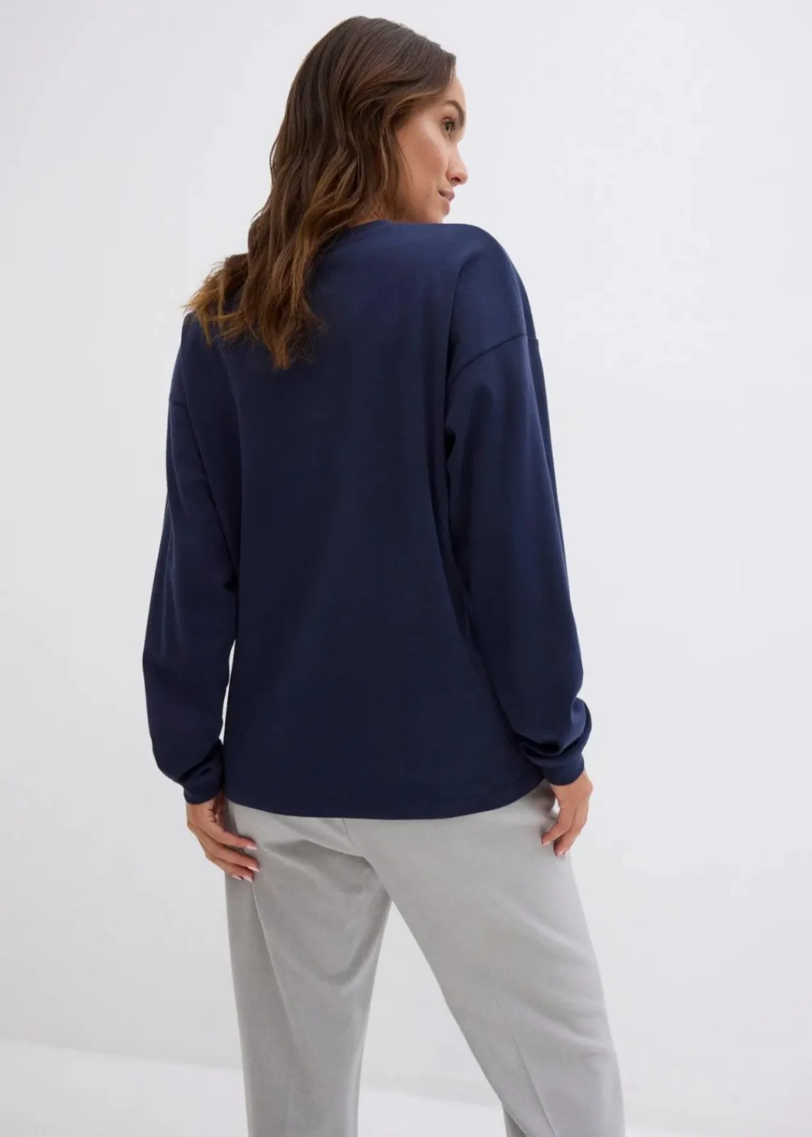 bonprix Shirts & Tops^Besticktes Weihnachts-Langarmshirt, oversized dunkelblau