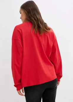 bonprix Shirts & Tops^Besticktes Weihnachts-Langarmshirt, oversized salsarot