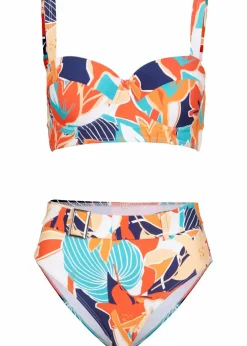 bonprix Nachhaltigere Materialien|Bademode·Bikinis^Bügel Bikini mit Highwaist-Bikinihose (2-tlg.Set) weiss/blau floral