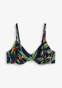 bonprix Große Cups D-F|Nachhaltigere Materialien^Bügel Bikini Oberteil dunkelblau floral