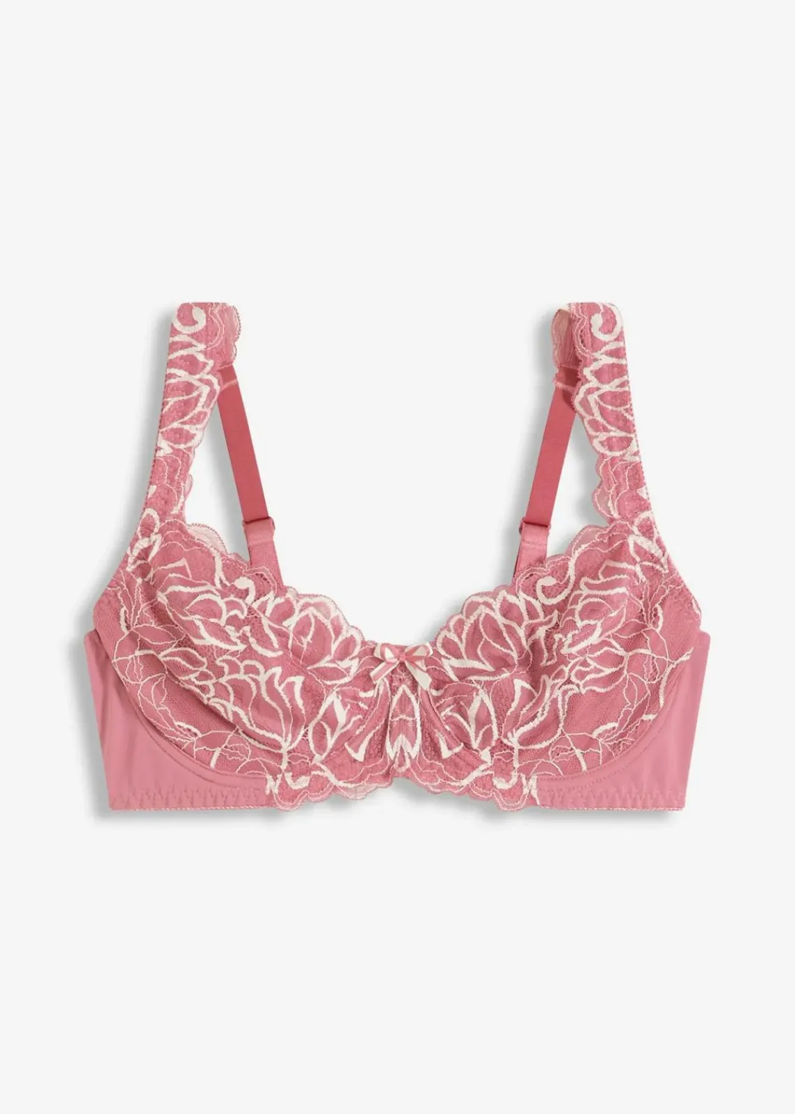 bonprix Wäsche·Dessous|Wäsche·Große Cups D-H^Bügel-BH mit gepolsterten Trägern beerensorbet/wollweiß