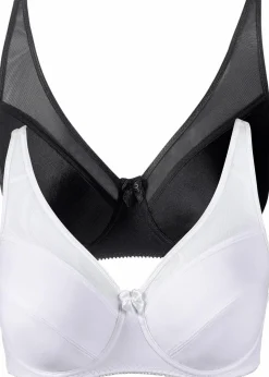 bonprix Große Cups D-H|Bhs^Bügel-BH mit Mesh (2er Pack) schwarz+weiß