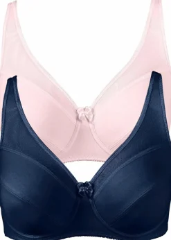 bonprix Große Cups D-H|Bhs^Bügel-BH mit Mesh (2er Pack) zartrosa+dunkelblau