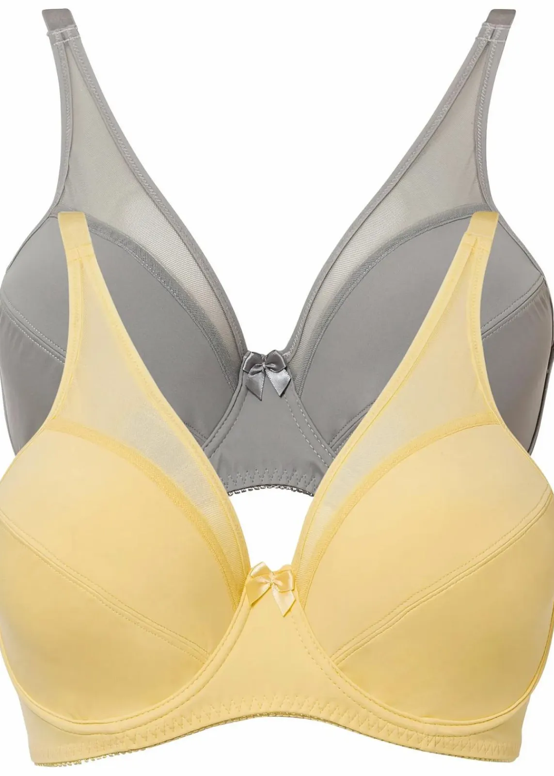 bonprix Große Cups D-H|Bhs^Bügel-BH mit Mesh (2er Pack) cremegelb+schattengrau