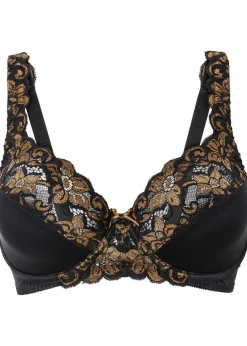 bonprix Große Cups D-H|Bhs^Bügel-BH mit zarter Spitze schwarz/goldbraun