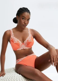 bonprix Große Cups D-H|Nachhaltigere Materialien^Bügel-BH mit zarter Spitze (2er Pack) lachsorange+hellviolett