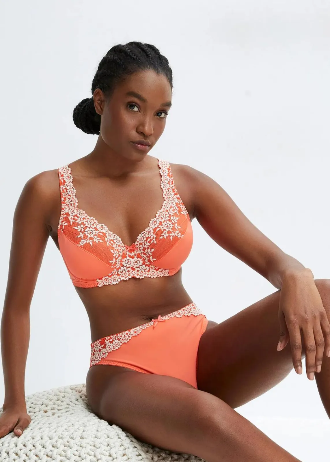 bonprix Große Cups D-H|Nachhaltigere Materialien^Bügel-BH mit zarter Spitze (2er Pack) lachsorange+hellviolett