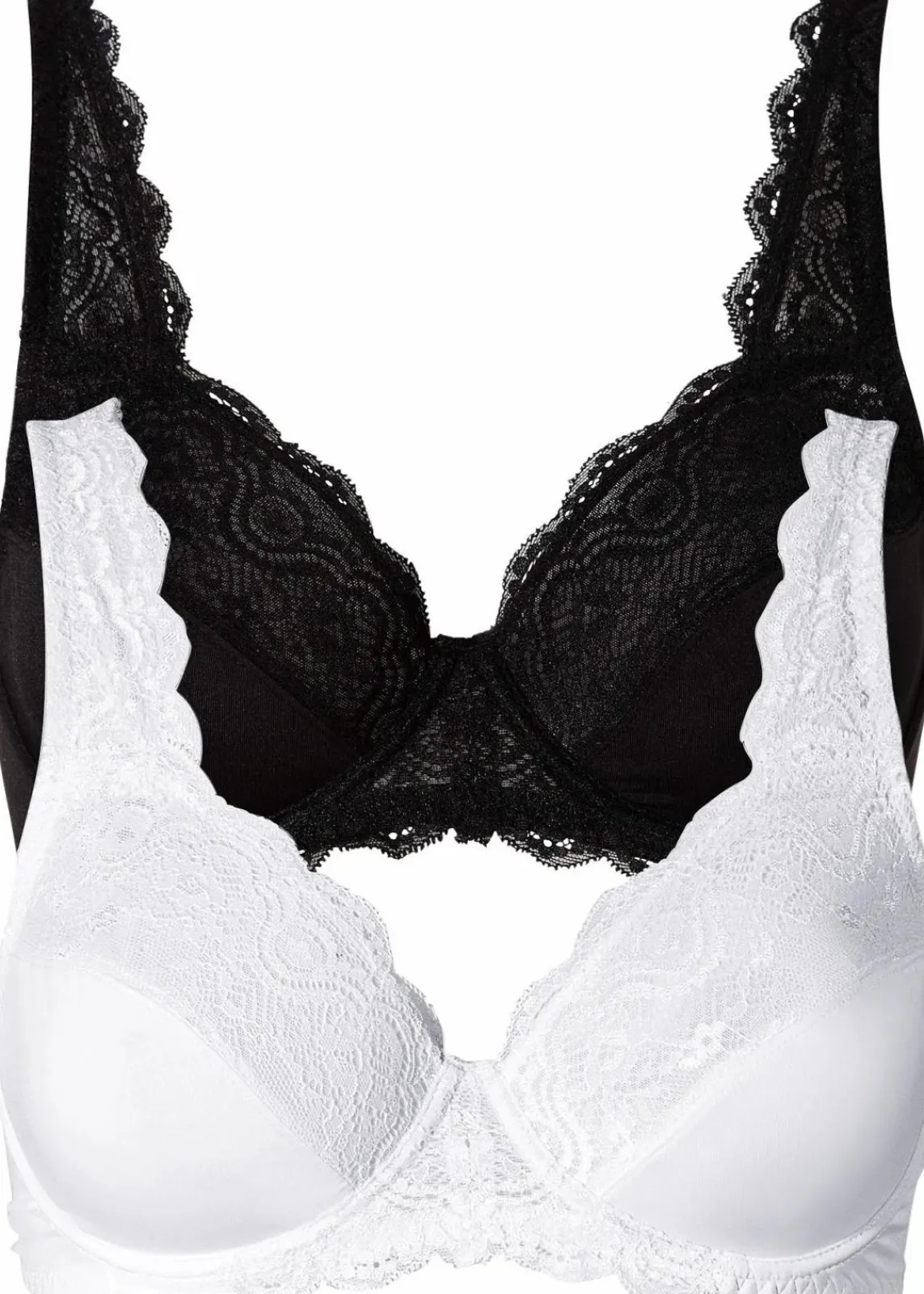 bonprix Große Cups D-H|Nachhaltigere Materialien^Bügel-BH mit zarter Spitze (2er Pack) weiß + schwarz