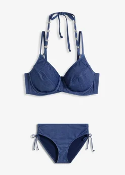 bonprix Bademode·Bikinis|Bikinis^Bügel-Bikini in Jeansoptik (2-tlg.Set) dunkelblau denim