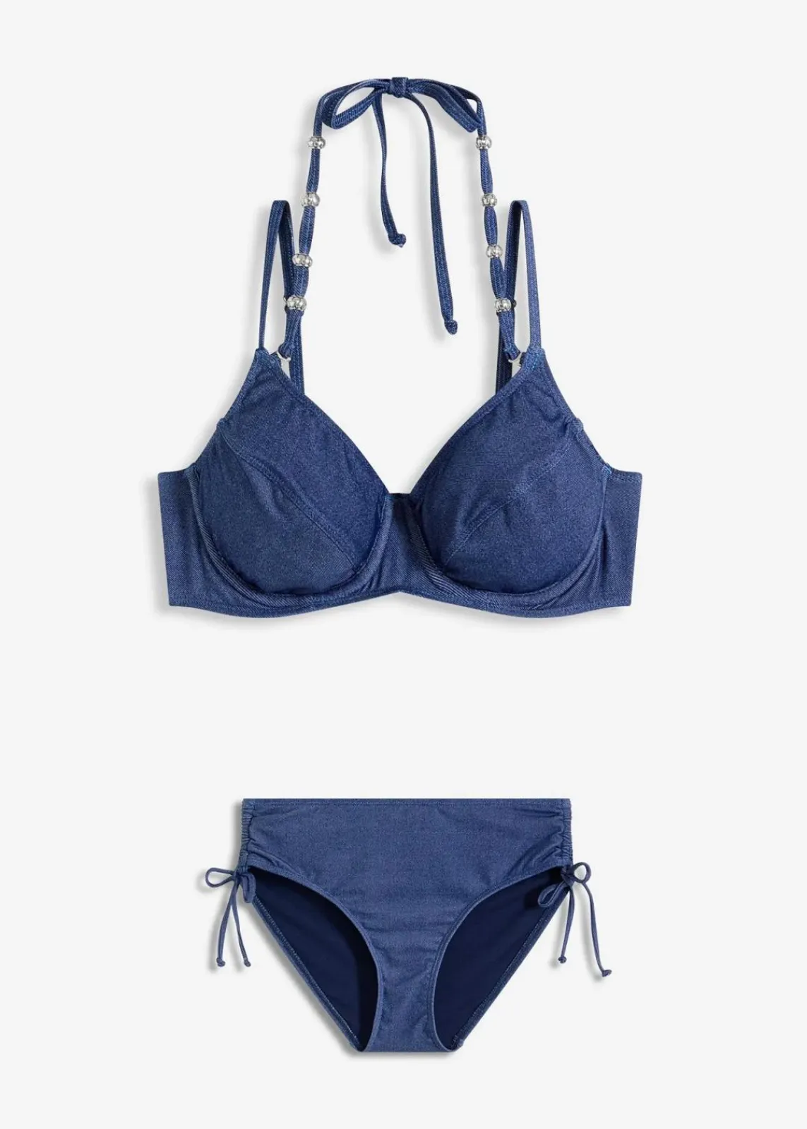 bonprix Große Cups D-F|Nachhaltigere Materialien^Bügel-Bikini in Jeansoptik (2-tlg.Set) dunkelblau denim