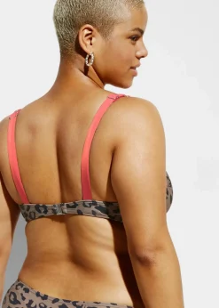 bonprix Große Cups D-F|Nachhaltigere Materialien^Bügel-Bikini mit Bindebändern (2-tlg.Set) beige/schwarz leo bedruckt