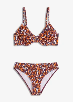 bonprix Nachhaltigere Materialien|Bikinis^Bügel-Bikini mit hohem Beinausschnitt (2-tlg.Set) lila/hellbraun leo bedruckt