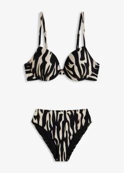 bonprix Nachhaltigere Materialien|Bikinis^Bügel-Bikini (2-tlg.Set) schwarz/weiß graphisch