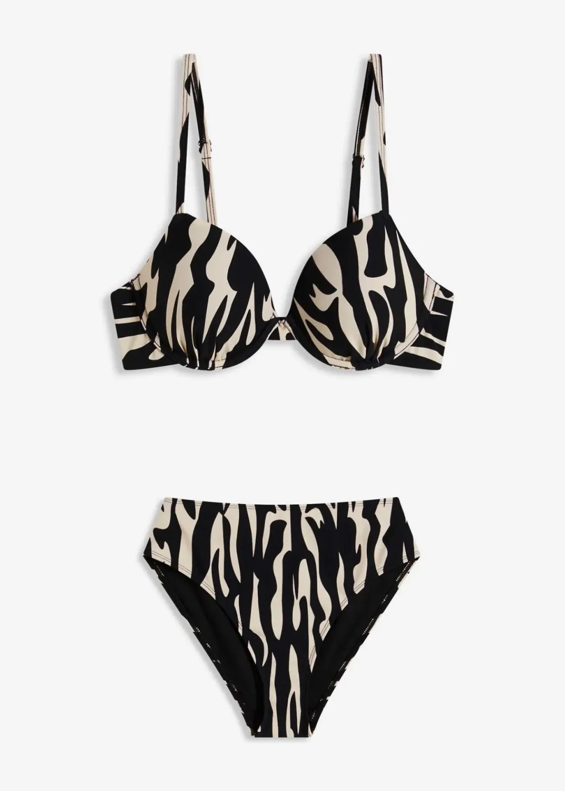 bonprix Nachhaltigere Materialien|Bikinis^Bügel-Bikini (2-tlg.Set) schwarz/weiß graphisch