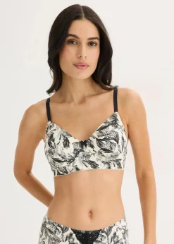 bonprix Große Cups D-H|Nachhaltigere Materialien^BH (3er Pack) naturbeige/schwarz geblümt+schwarz+granitgrau
