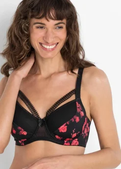 bonprix Wäsche·Dessous|Wäsche·Große Cups D-H^BH mit Bügel schwarz geblümt