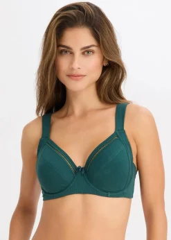 bonprix Wäsche·Baumwollunterwäsche|Wäsche·Große Cups D-H^BH mit Bügel mit Bio-Baumwolle (2er Pack) tiefgrün + schwarz