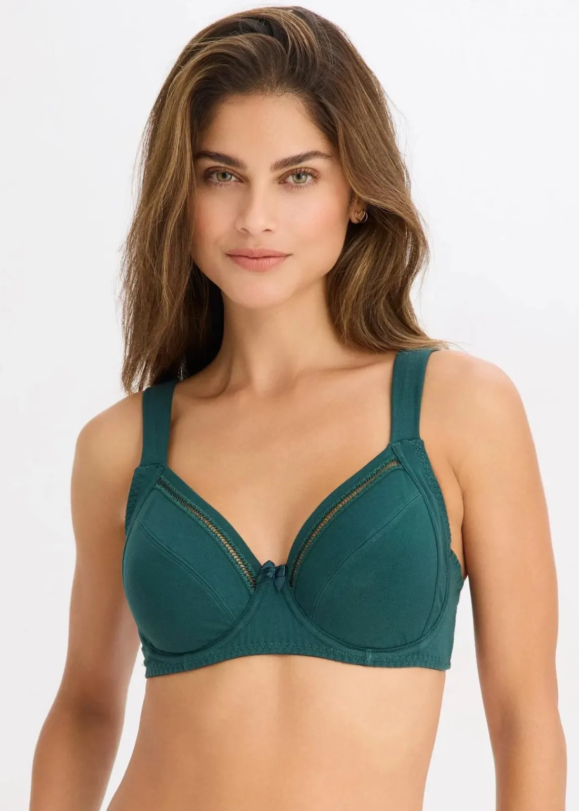 bonprix Große Cups D-H|Bhs^BH mit Bügel mit Bio-Baumwolle (2er Pack) tiefgrün + schwarz