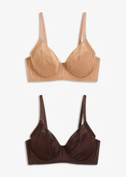 bonprix Nachhaltigere Materialien|Bhs^BH mit Bügel mit Glanzeffekt (2er Pack) camel + dunkelbraun