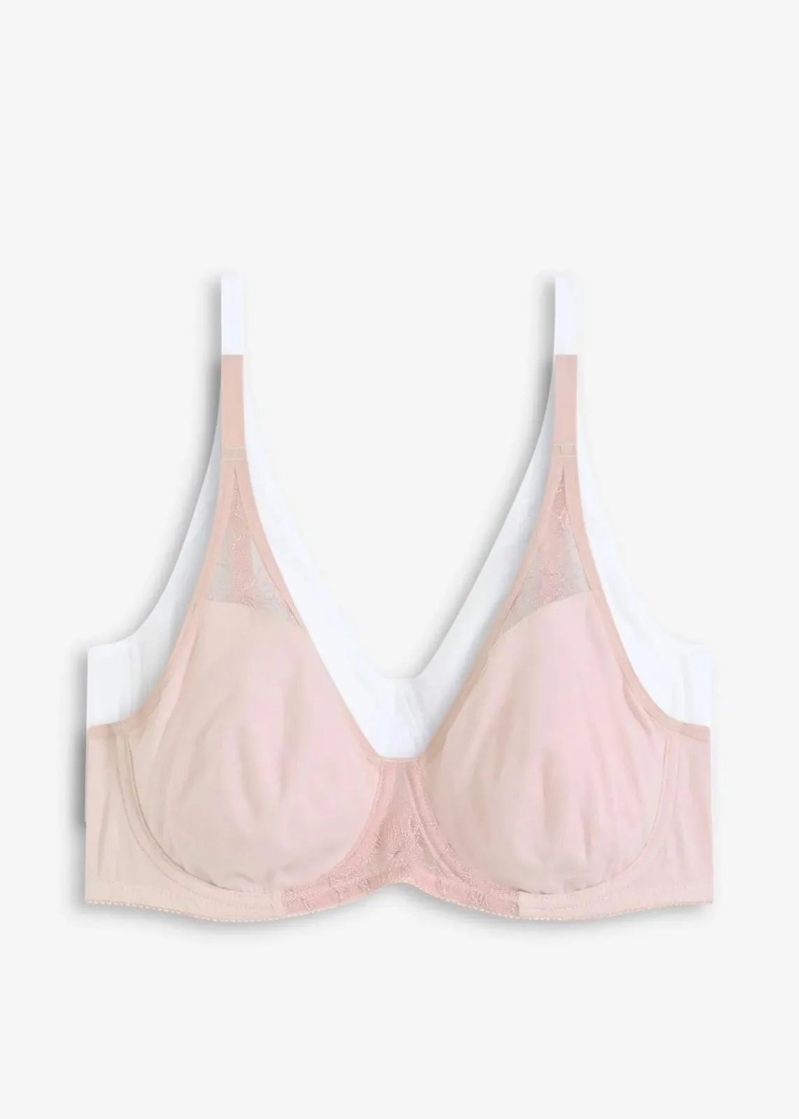 bonprix Bhs|Baumwollunterwäsche^BH mit Bügel mit weicher Baumwolle (2er Pack) mattrosa + weiß