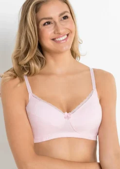 bonprix Große Cups D-H|Bhs^BH ohne Bügel mit Baumwolle (3er Pack) hellrosa + dunkelblau + ecru
