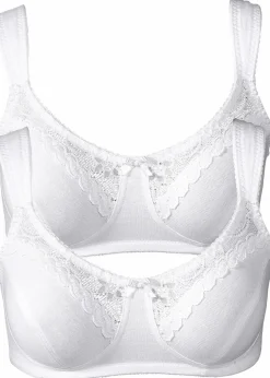 bonprix Große Cups D-H|Nachhaltigere Materialien^BH ohne Bügel mit Bio-Baumwolle (2er Pack) weiß