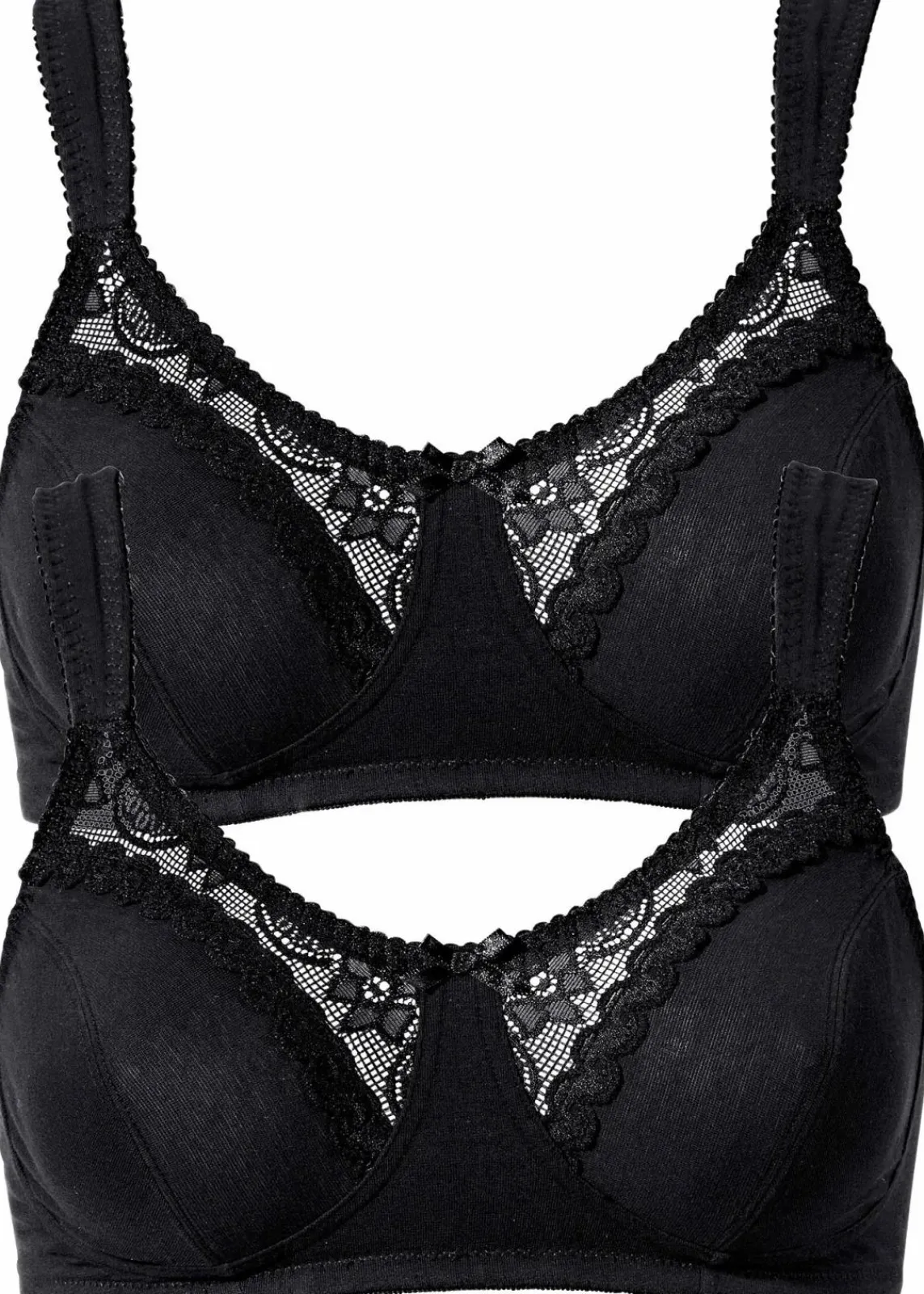 bonprix Große Cups D-H|Nachhaltigere Materialien^BH ohne Bügel mit Bio-Baumwolle (2er Pack) schwarz