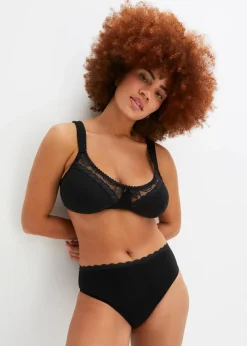 bonprix Große Cups D-H|Nachhaltigere Materialien^BH ohne Bügel mit Bio-Baumwolle (2er Pack) schwarz