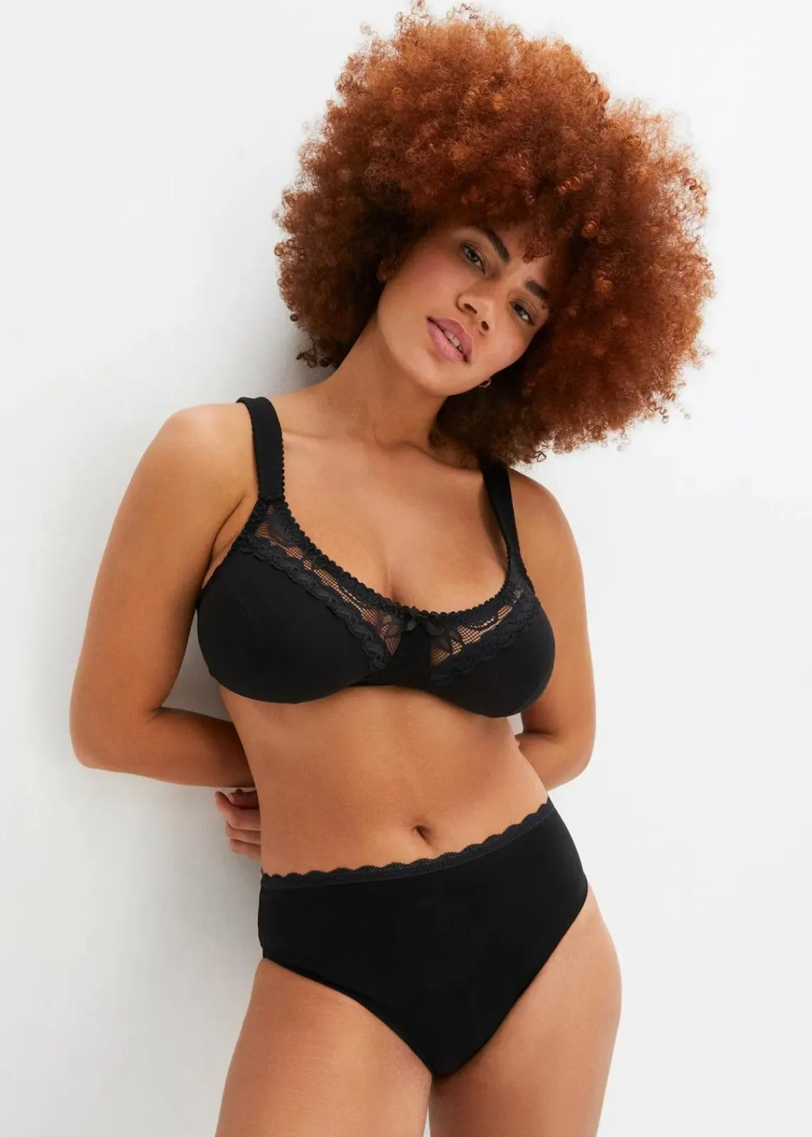 bonprix Große Cups D-H|Nachhaltigere Materialien^BH ohne Bügel mit Bio-Baumwolle (2er Pack) schwarz