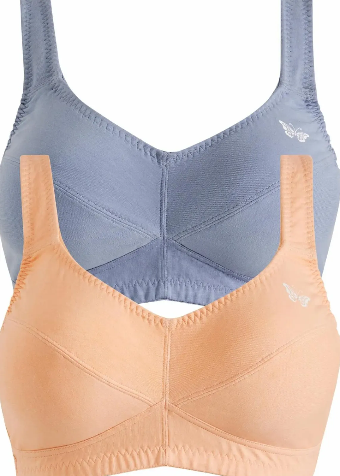 bonprix Große Cups D-H|Bhs^BH ohne Bügel mit Bio-Baumwolle (2er Pack) melba + mattblau