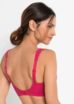 bonprix Große Cups D-H|Nachhaltigere Materialien^BH ohne Bügel mit Bio-Baumwolle (2er Pack) hibiskuspink + hellgrau meliert