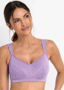 bonprix Große Cups D-H|Nachhaltigere Materialien^BH ohne Bügel mit Bio-Baumwolle (2er Pack) flieder + sandbeige