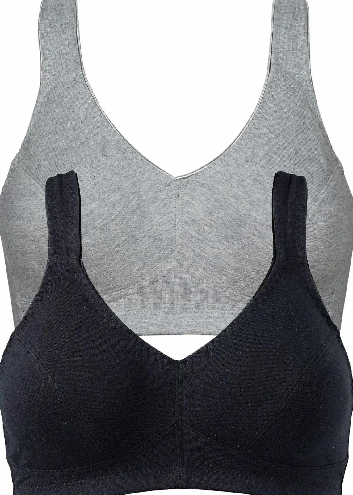 bonprix Wäsche·Basics|Wäsche·Baumwollunterwäsche^BH ohne Bügel mit Bio-Baumwolle (2er Pack) graumelange+schwarz