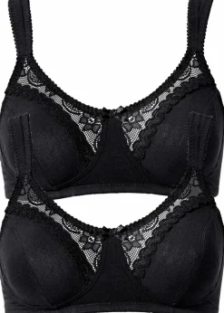 bonprix Wäsche·Basics|Wäsche·Baumwollunterwäsche^BH ohne Bügel mit Bio-Baumwolle (2er Pack) schwarz