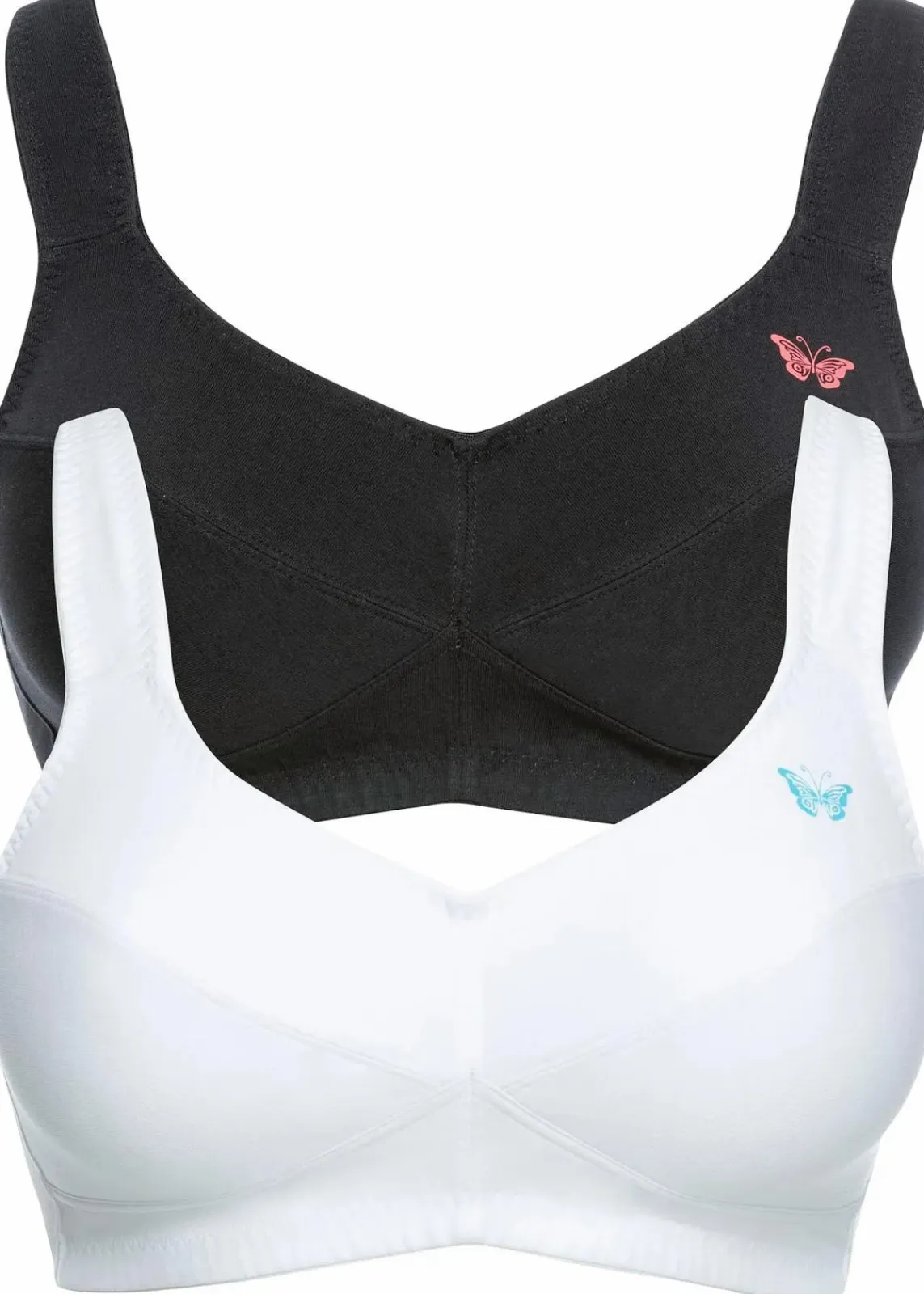 bonprix Große Cups D-H|Bhs^BH ohne Bügel mit Bio-Baumwolle (2er Pack) weiß + schwarz