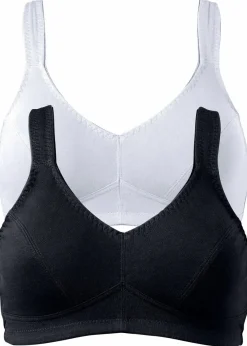 bonprix Große Cups D-H|Nachhaltigere Materialien^BH ohne Bügel mit Bio-Baumwolle (2er Pack) schwarz+weiß
