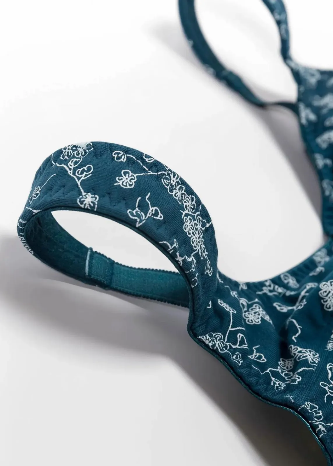 bonprix Große Cups D-H|Nachhaltigere Materialien^BH ohne Bügel mit weicher Bio-Baumwolle (2er Pack) blaupetrol + weiß geblümt