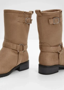 bonprix Gefütterte Winterschuhe|Boots^Biker Boot khakibraun