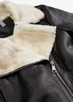 bonprix Jacken & Mäntel^Biker-Jacke aus Lammfellimitat schwarz