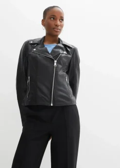 bonprix Jacken & Mäntel|Premium^Bikerjacke aus Nappaleder schwarz
