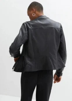 bonprix Jacken & Mäntel|Premium^Bikerjacke aus Nappaleder schwarz