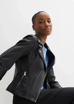 bonprix Jacken & Mäntel|Premium^Bikerjacke aus Nappaleder schwarz
