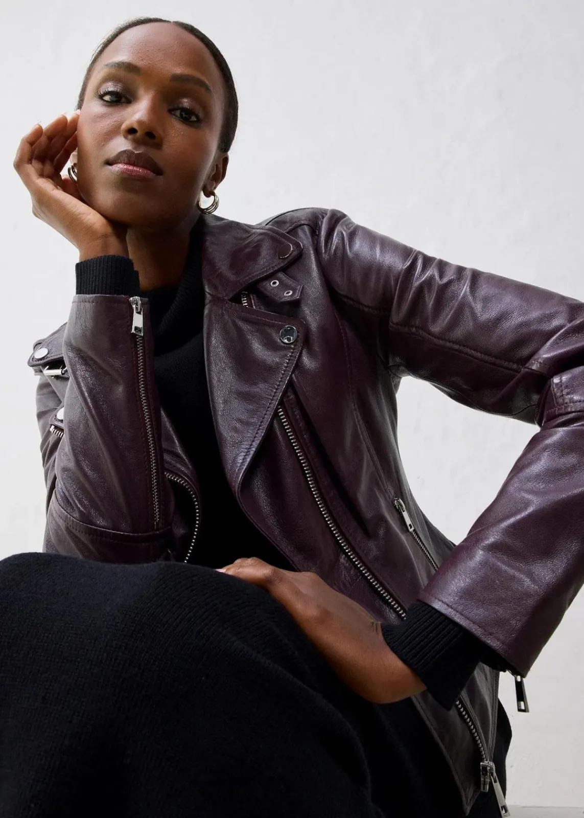 bonprix Bekleidung·Hosen|Premium^Bikerjacke aus Nappaleder weinrot