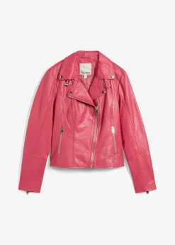 bonprix Jacken & Mäntel|Premium^Bikerjacke aus Nappaleder rauchhimbeere