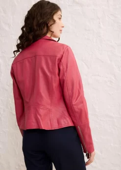 bonprix Jacken & Mäntel|Premium^Bikerjacke aus Nappaleder rauchhimbeere