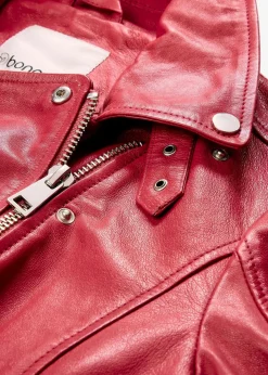 bonprix Jacken & Mäntel|Premium^Bikerjacke aus Nappaleder rauchhimbeere